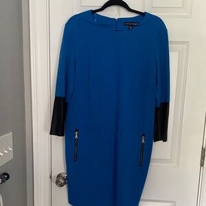 Madison Leigh Cobalt Dress with Black Accents EUC
